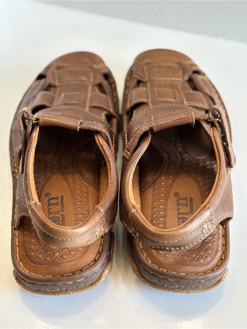 Born Cabot III Fisherman Sandals Men Sz 10 Brown Leather Closed Toe Comfort Shoe - Picture 14 of 16